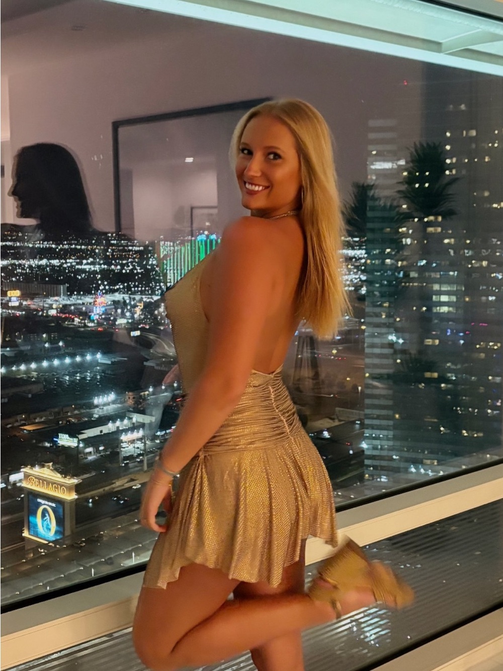 Zara Gold Halter Mini Dress - Picture 4 of 4